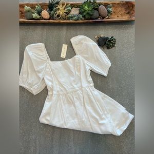 Copper Key Puff Sleeve Baby Doll Dress